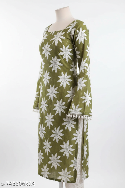 Olive Green Kurta Side Ghost Mannequin
