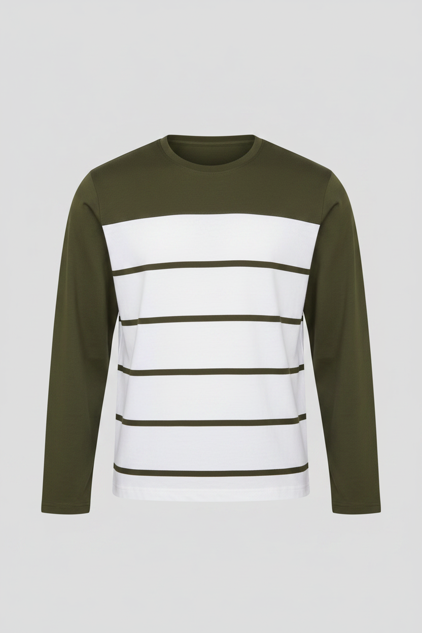 Olive Stripe Tee Front