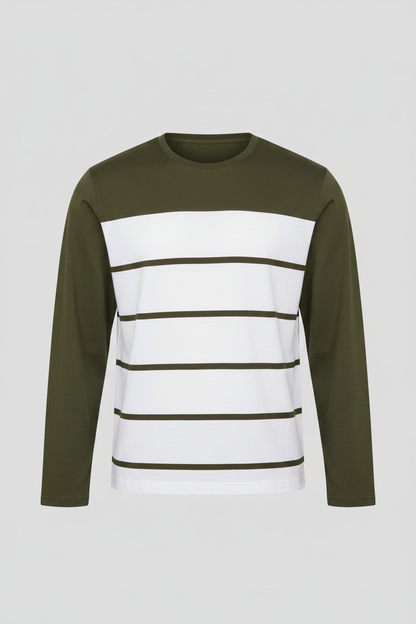 Olive Stripe Tee Front