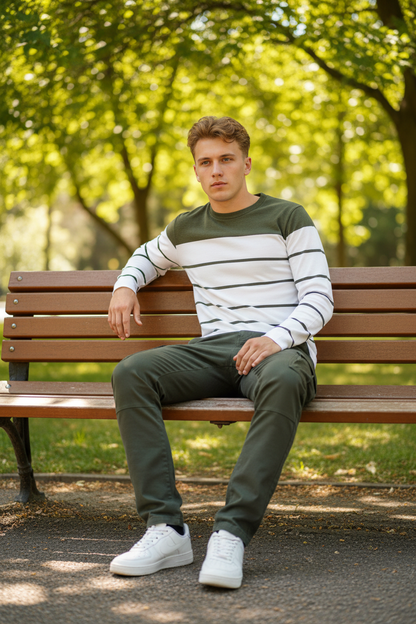 Olive Stripe Tee Park