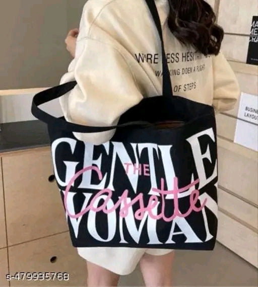 "The Gentle Woman" Oversized Typography Canvas Tote Bag