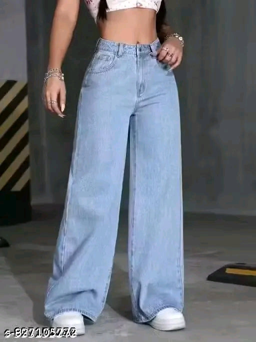 Baby Blue High-Waist Ultra Wide-Leg Baggy Denim Jeans