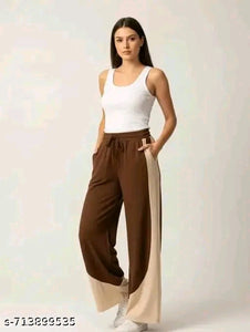 Chocolate & Cream Curved Colorblock Wide-Leg Jogger