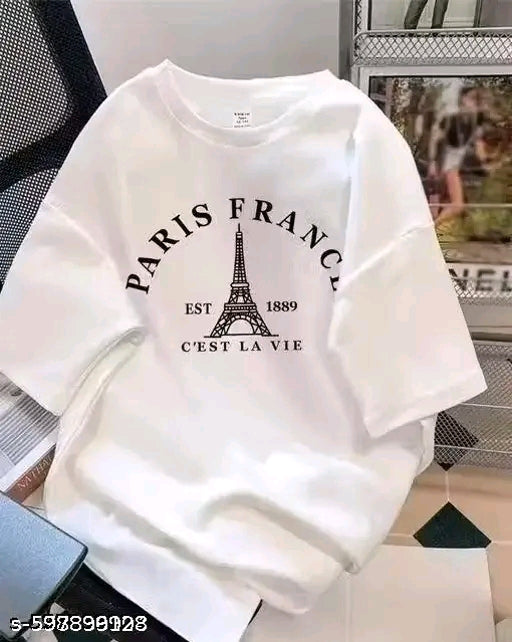 "Paris France Est. 1889" Eiffel Tower Oversized Graphic T-Shirt