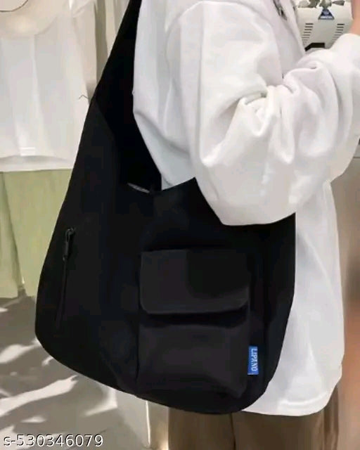 Oversized Canvas Cargo Pocket Slouch Hobo Shoulder Bag