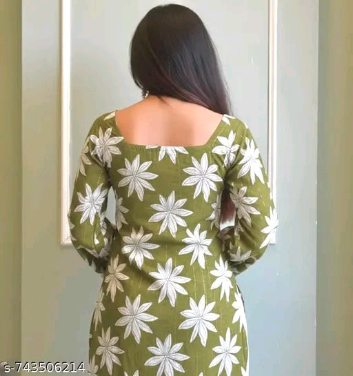 Olive Daisy Jaal Cowrie Shell Tassel Bell Sleeve Kurti