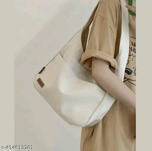 Oversized Canvas Magnetic Snap Slouch Shoulder Hobo Bag