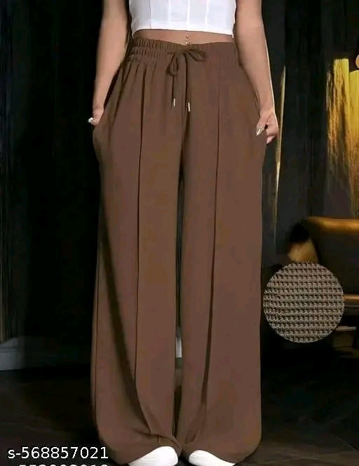High-Waist Wide-Leg Textured Joggers