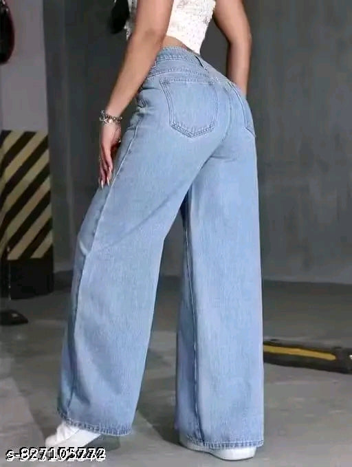 Baby Blue High-Waist Ultra Wide-Leg Baggy Denim Jeans