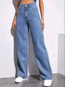 Light Blue High-Waist Wide-Leg Baggy Denim Jeans