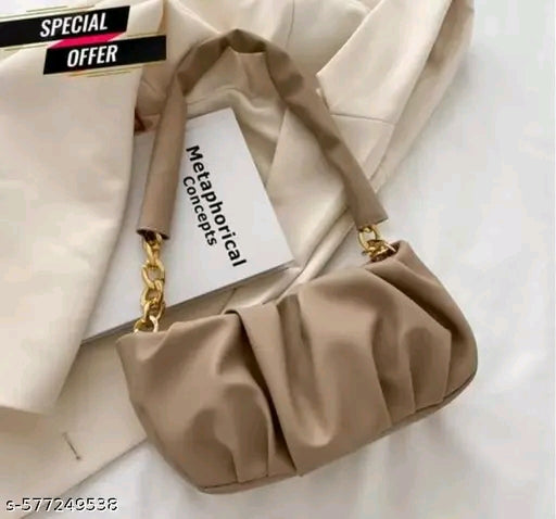 Ruched Cloud Pouch Chunky Gold Chain Shoulder Bag