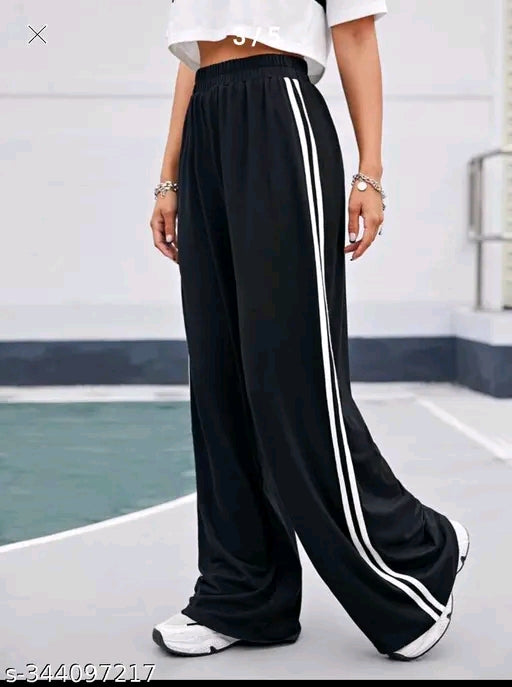 Double White Stripe Wide-Leg Jogger