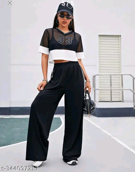 Double White Stripe Wide-Leg Jogger