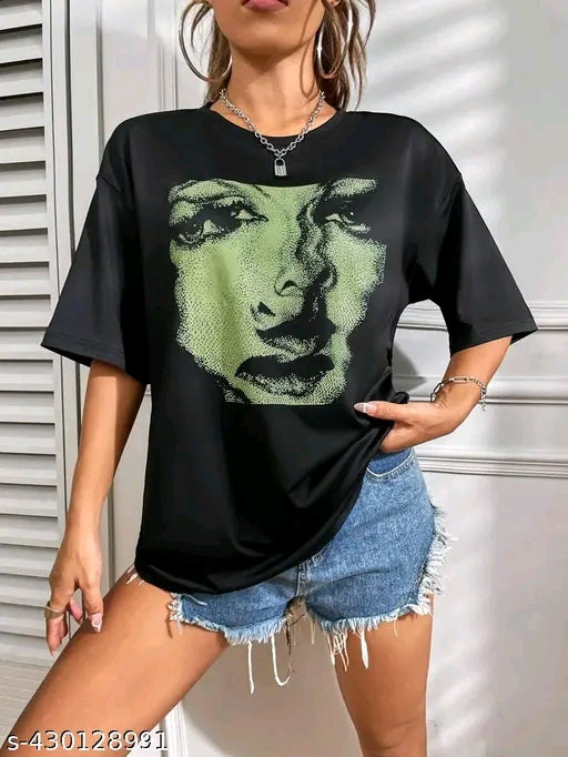 Vintage Face Portrait Oversized T-Shirt – Black