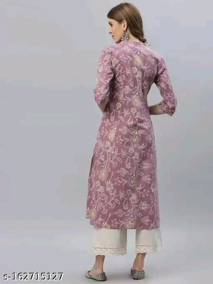 Mauve Foil Floral Jaal Button-Down A-Line Midi Kurti