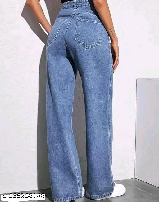 Light Blue High-Waist Wide-Leg Baggy Denim Jeans
