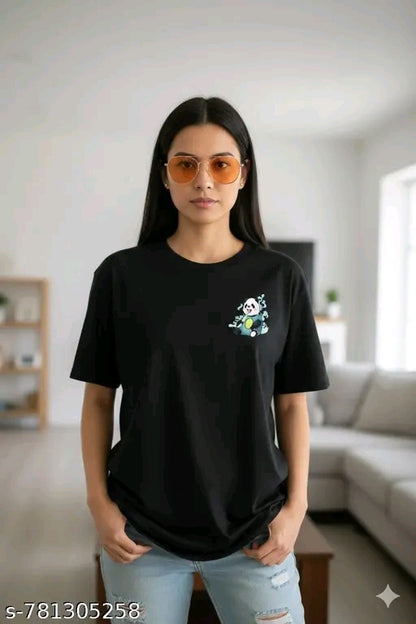 "Panda" Back Graphic Oversized T-Shirt – Black