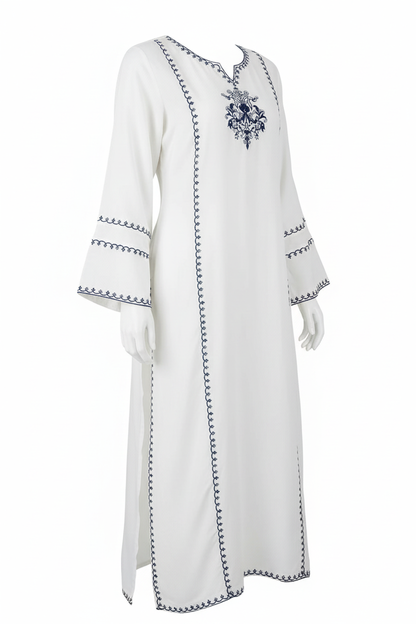White Embroidered Kurti - 3/4 Angle